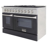 KUCHT Professional 48 in. 6.7 cu. ft. Dual Fuel Range for Propane Gas with Sealed Burners Griddle Grill and Two Ovens One Convection in Stainless Steel