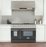 KUCHT Professional 48 in. 6.7 cu. ft. Propane Gas Range with Sealed Burners, Griddle/Grill and Two Ovens - One Convection - in Stainless Steel