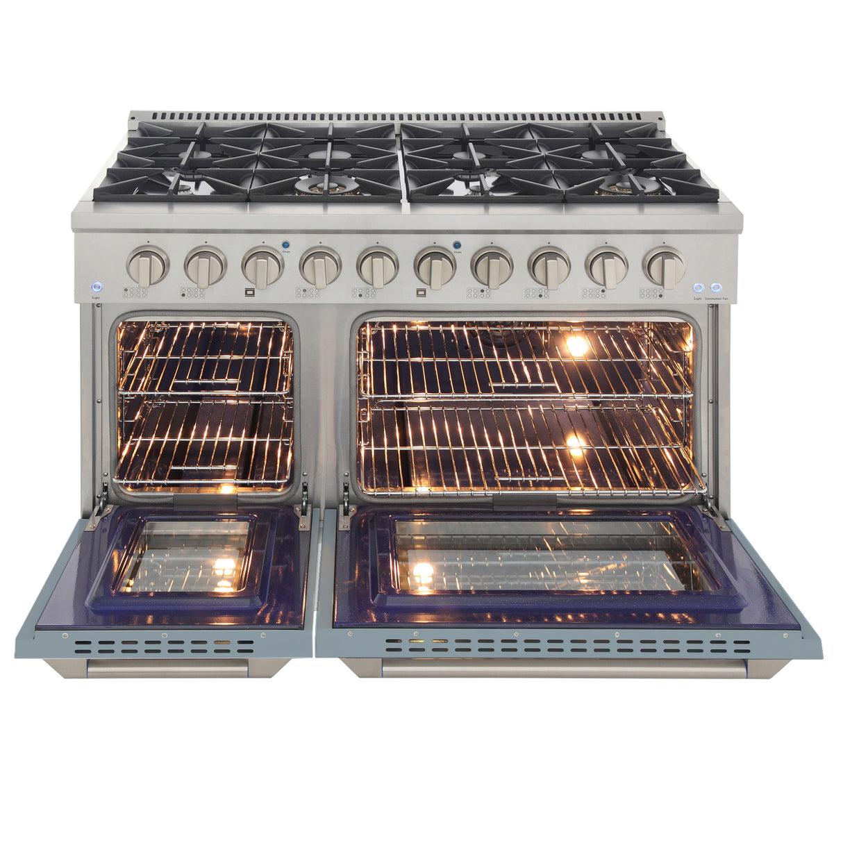KUCHT Professional 48 in. 6.7 cu. ft. Propane Gas Range with Sealed Burners, Griddle/Grill and Two Ovens - One Convection - in Stainless Steel