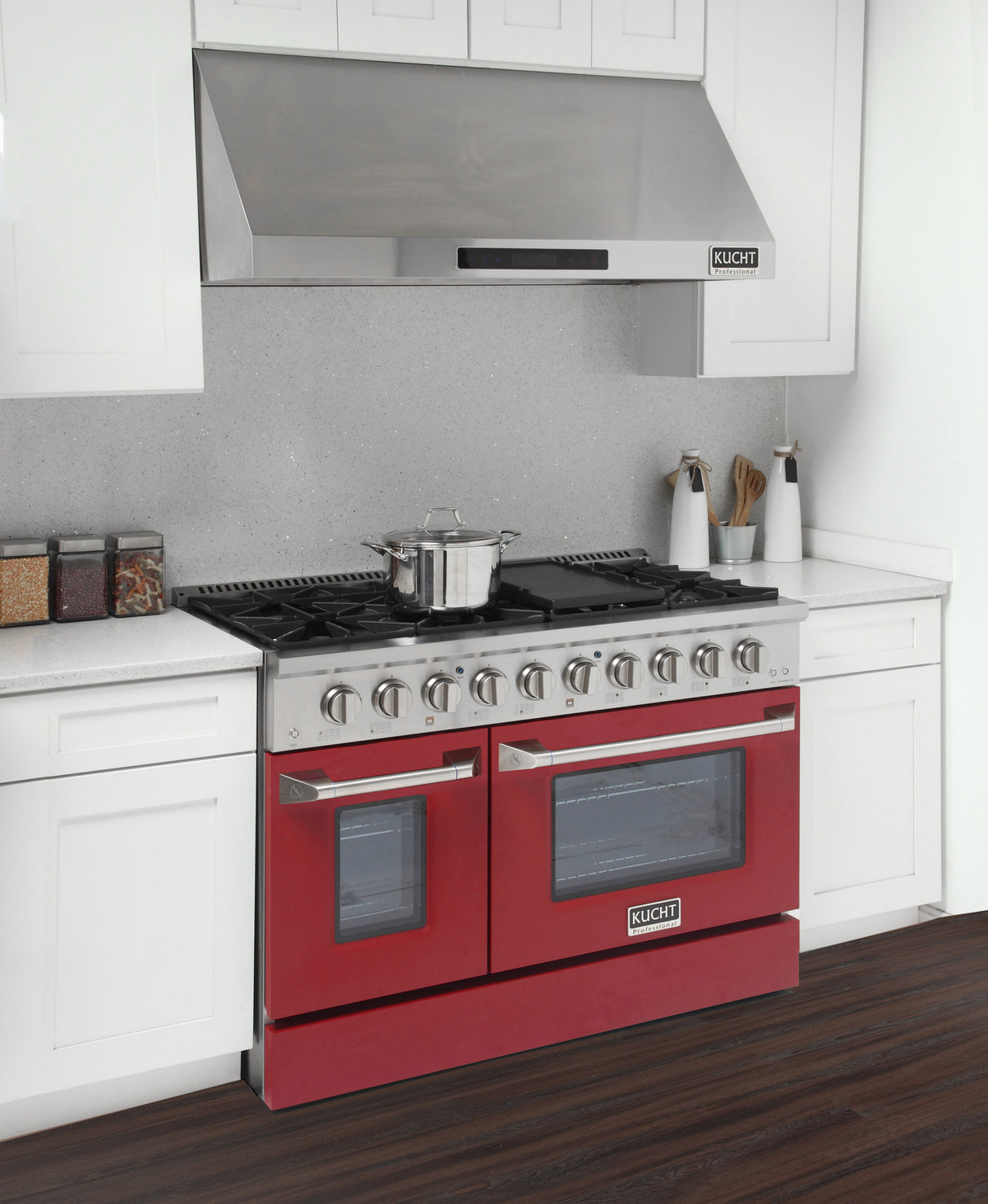 KUCHT Professional 48 in. 6.7 cu. ft. Natural Gas Range with Sealed Burners, Griddle/Grill and Two Ovens - One Convection - in Stainless Steel