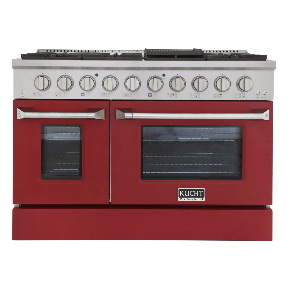 KUCHT Professional 48 in. 6.7 cu. ft. Dual Fuel Range for Propane Gas with Sealed Burners Griddle Grill and Two Ovens One Convection in Stainless Steel