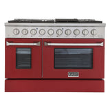KUCHT Professional 48 in. 6.7 cu. ft. Dual Fuel Range for Propane Gas with Sealed Burners Griddle Grill and Two Ovens One Convection in Stainless Steel