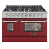 KUCHT Professional 48 in. 6.7 cu. ft. Propane Gas Range with Sealed Burners, Griddle/Grill and Two Ovens - One Convection - in Stainless Steel