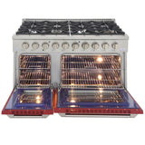KUCHT Professional 48 in. 6.7 cu. ft. Dual Fuel Range for Propane Gas with Sealed Burners Griddle Grill and Two Ovens One Convection in Stainless Steel