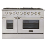 KUCHT Professional 48 in. 6.7 cu. ft. Natural Gas Range with Sealed Burners, Griddle/Grill and Two Ovens - One Convection - in Stainless Steel