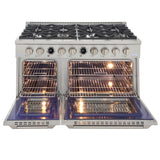 48 in. 6.7 cu. ft. 8 Burners Dual Fuel Range for Natural Gas in Stainless Steel with Kucht Horus Thermostat