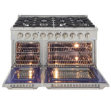 KUCHT Professional 48 in. 6.7 cu. ft. Dual Fuel Range for Propane Gas with Sealed Burners Griddle Grill and Two Ovens One Convection in Stainless Steel