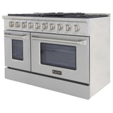 KUCHT Professional 48 in. 6.7 cu. ft. Dual Fuel Range for Propane Gas with Sealed Burners Griddle Grill and Two Ovens One Convection in Stainless Steel