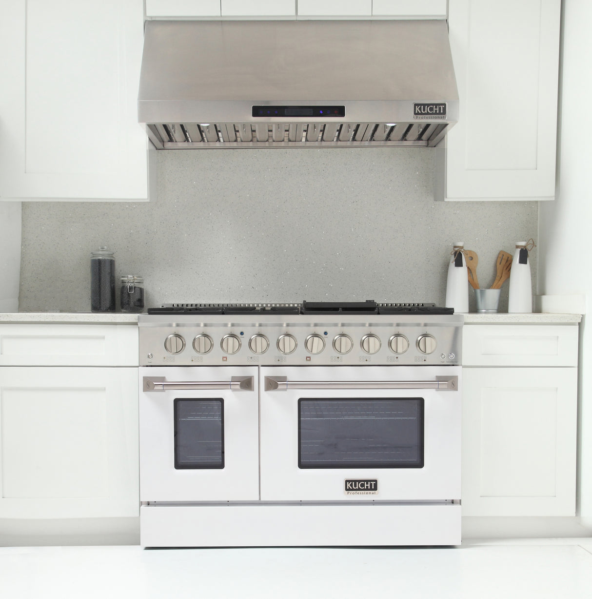 KUCHT Professional 48 in. 6.7 cu. ft. Natural Gas Range with Sealed Burners, Griddle/Grill and Two Ovens - One Convection - in Stainless Steel