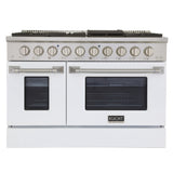 KUCHT Professional 48 in. 6.7 cu. ft. Dual Fuel Range for Propane Gas with Sealed Burners Griddle Grill and Two Ovens One Convection in Stainless Steel