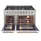 KUCHT Professional 48 in. 6.7 cu. ft. Dual Fuel Range for Propane Gas with Sealed Burners Griddle Grill and Two Ovens One Convection in Stainless Steel