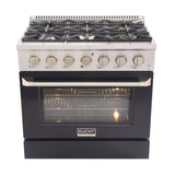 KUCHT Professional 36 in. 5.2 cu. ft. Dual Fuel Range for Natural Gas with Sealed Burners and Convection Oven in Stainless Steel