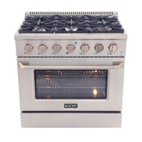 KUCHT Professional 36 in. 5.2 cu. ft. Dual Fuel Range for Natural Gas with Sealed Burners and Convection Oven in Stainless Steel