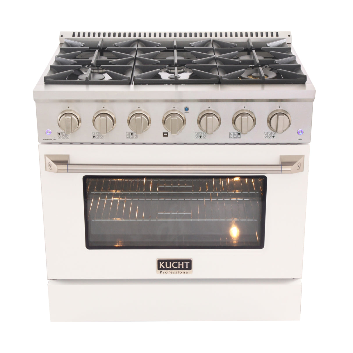 KUCHT Professional 36 in. 5.2 cu. ft. Dual Fuel Range for Natural Gas with Sealed Burners and Convection Oven in Stainless Steel