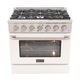 KUCHT Professional 36 in. 5.2 cu. ft. Dual Fuel Range for Natural Gas with Sealed Burners and Convection Oven in Stainless Steel