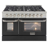 KUCHT Professional 48 in. 6.7 cu. ft. Propane Gas Range with Sealed Burners, Griddle/Grill and Two Ovens - One Convection - in Stainless Steel