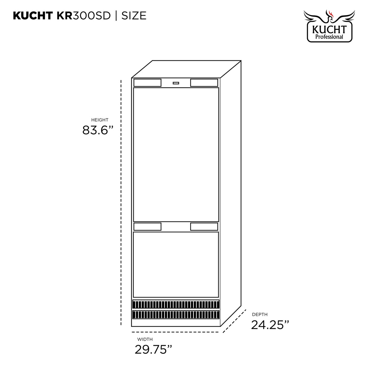30 in. Width 16 cu. ft. Built In Bottom Freezer Refrigerator in Custom Panel Ready Counter Depth