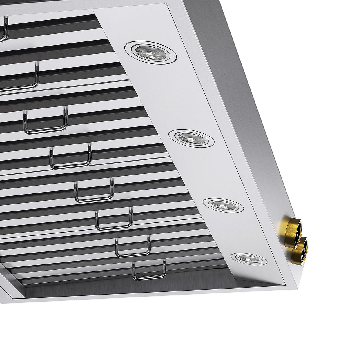 48 in. 900 1200 CFM Ducted Wall Mount Range Hood in Stainless Steel with Gold Accents and Digital Controls