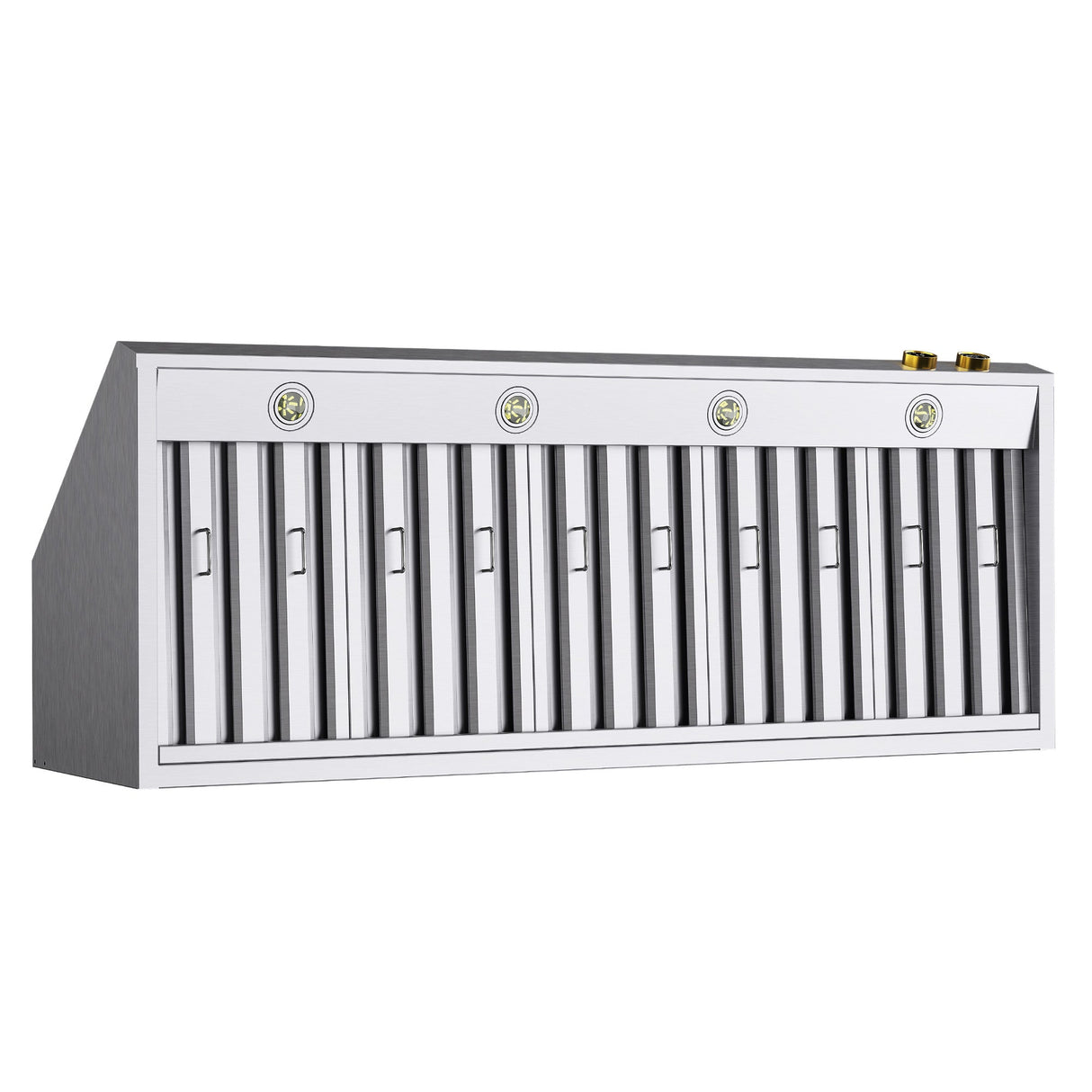 60 in. 900 1200 CFM Ducted Wall Mount Range Hood in Stainless Steel with Gold Accents and Digital Controls
