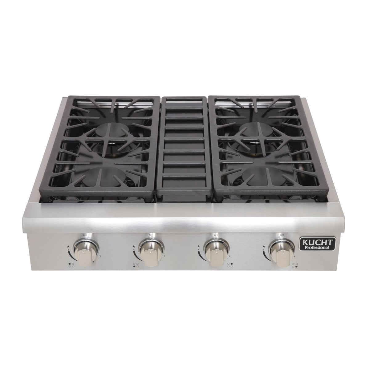 KUCHT Professional 30 in. Natural Gas Range-Top with Sealed Burners in Stainless Steel  with Classic Silver Knobs