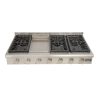 KUCHT Professional 48 in. Natural Gas Range-Top with Sealed Burners and Griddle in Stainless Steel with Classic Silver Knobs