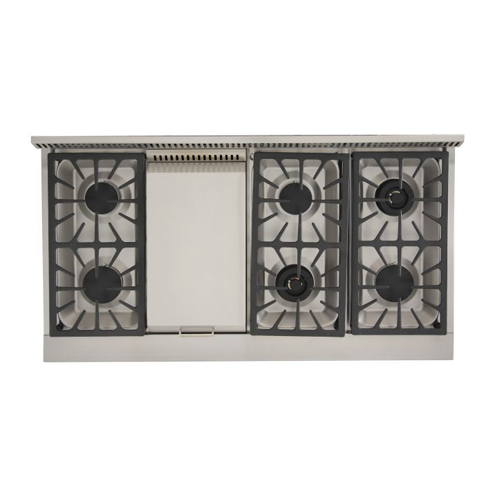 KUCHT Professional 48 in. Natural Gas Range-Top with Sealed Burners and Griddle in Stainless Steel with Classic Silver Knobs