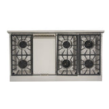 KUCHT Professional 48 in. Natural Gas Range-Top with Sealed Burners and Griddle in Stainless Steel with Classic Silver Knobs