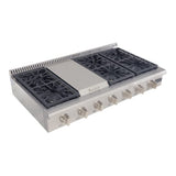 KUCHT Professional 48 in. Natural Gas Range-Top with Sealed Burners and Griddle in Stainless Steel with Classic Silver Knobs