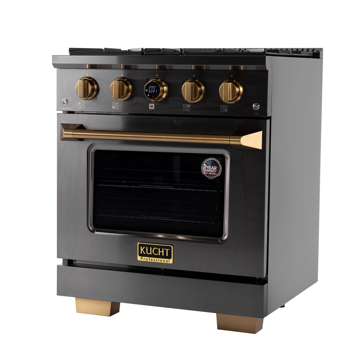 30 in. 4.2 cu. ft. 4 Burners Dual Fuel Range for Propane Gas in Stainless Steel with Kucht Horus Thermostat