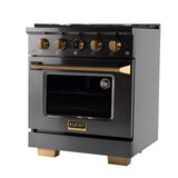 30 in. 4.2 cu. ft. 4 Burners Dual Fuel Range for Propane Gas in Stainless Steel with Kucht Horus Thermostat