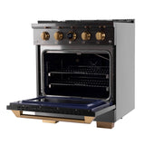 30 in. 4.2 cu. ft. 4 Burners Dual Fuel Range for Propane Gas in Stainless Steel with Kucht Horus Thermostat
