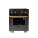 30 in. 4.2 cu. ft. 4 Burners Dual Fuel Range for Propane Gas in Stainless Steel with Kucht Horus Thermostat