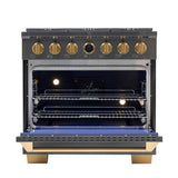 36 in. 5.2 cu. ft. 6 Burners Dual Fuel Range for Natural Gas in Stainless Steel with Kucht Horus Thermostat