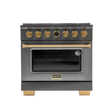 36 in. 5.2 cu. ft. 6 Burners Dual Fuel Range for Propane Gas in Stainless Steel with Kucht Horus Thermostat