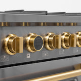 36 in. 5.2 cu. ft. 6 Burners Dual Fuel Range for Natural Gas in Stainless Steel with Kucht Horus Thermostat
