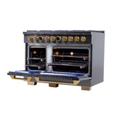 48 in. 6.7 cu. ft. 8 Burners Dual Fuel Range for Natural Gas in Stainless Steel with Kucht Horus Thermostat