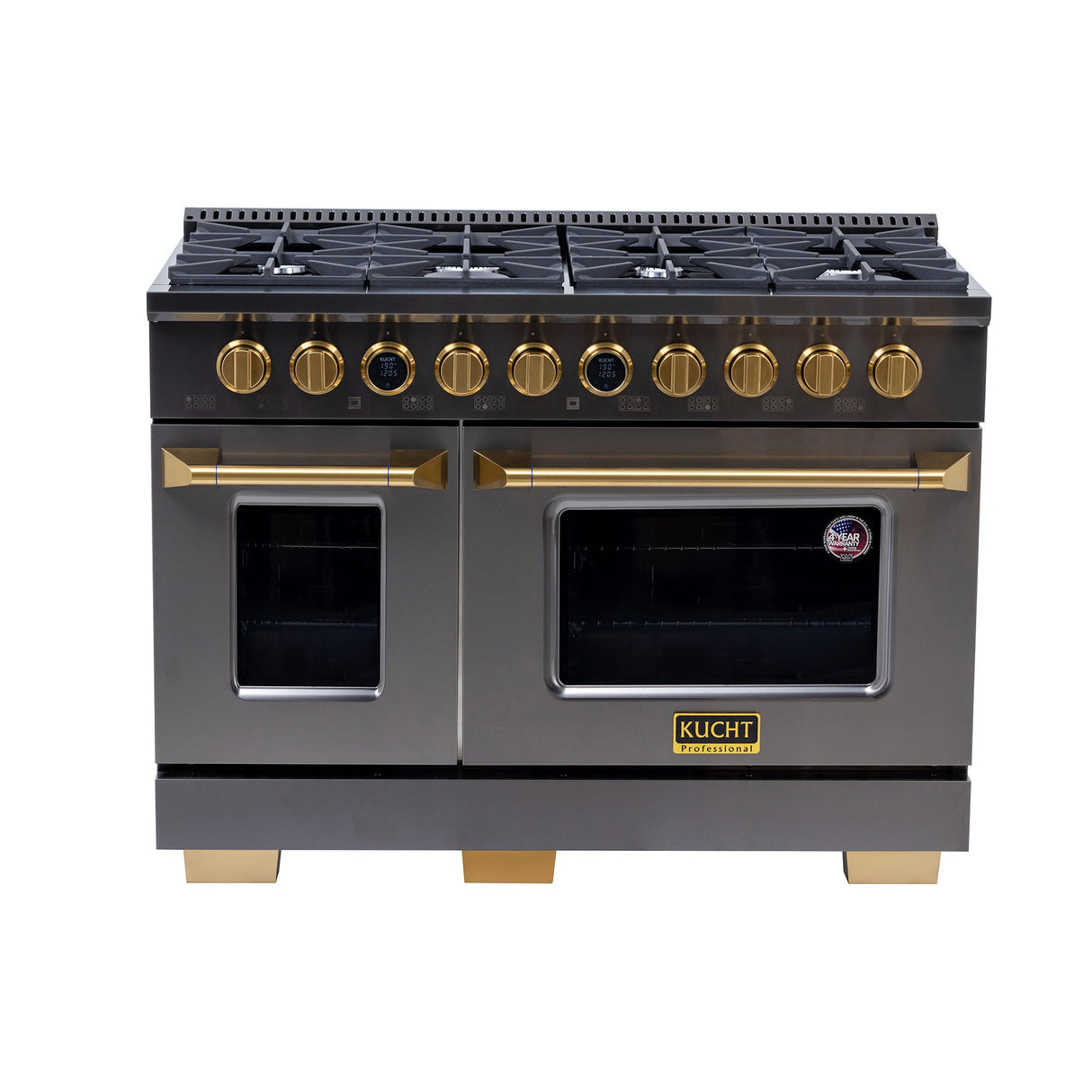 48 in. 6.7 cu. ft. 8 Burners Dual Fuel Range for Natural Gas in Stainless Steel with Kucht Horus Thermostat