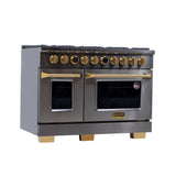 48 in. 6.7 cu. ft. 8 Burners Dual Fuel Range for Natural Gas in Stainless Steel with Kucht Horus Thermostat