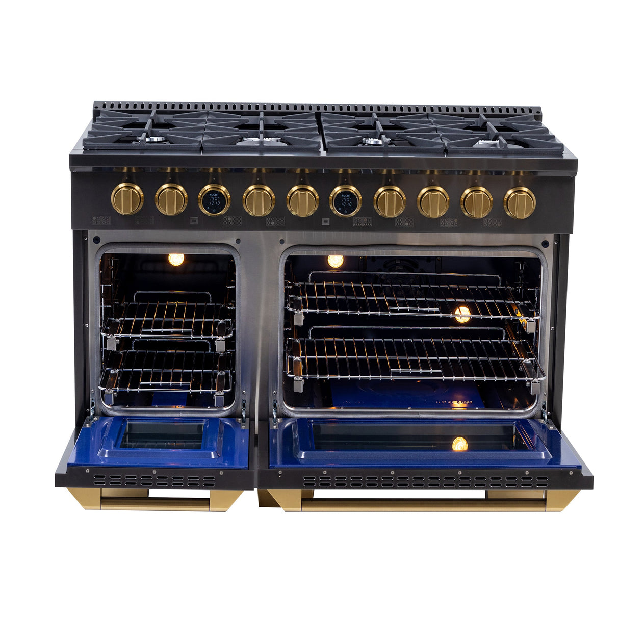 48 in. 6.7 cu. ft. 8 Burners Dual Fuel Range for Natural Gas in Stainless Steel with Kucht Horus Thermostat