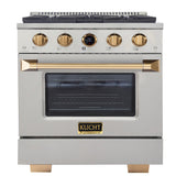 30 in. 4.2 cu. ft. 4 Burners Dual Fuel Range for Propane Gas in Stainless Steel with Kucht Horus Thermostat