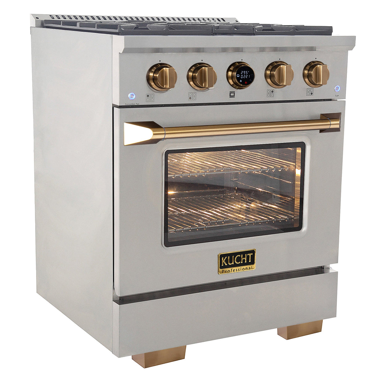 30 in. 4.2 cu. ft. 4 Burners Dual Fuel Range for Propane Gas in Stainless Steel with Kucht Horus Thermostat