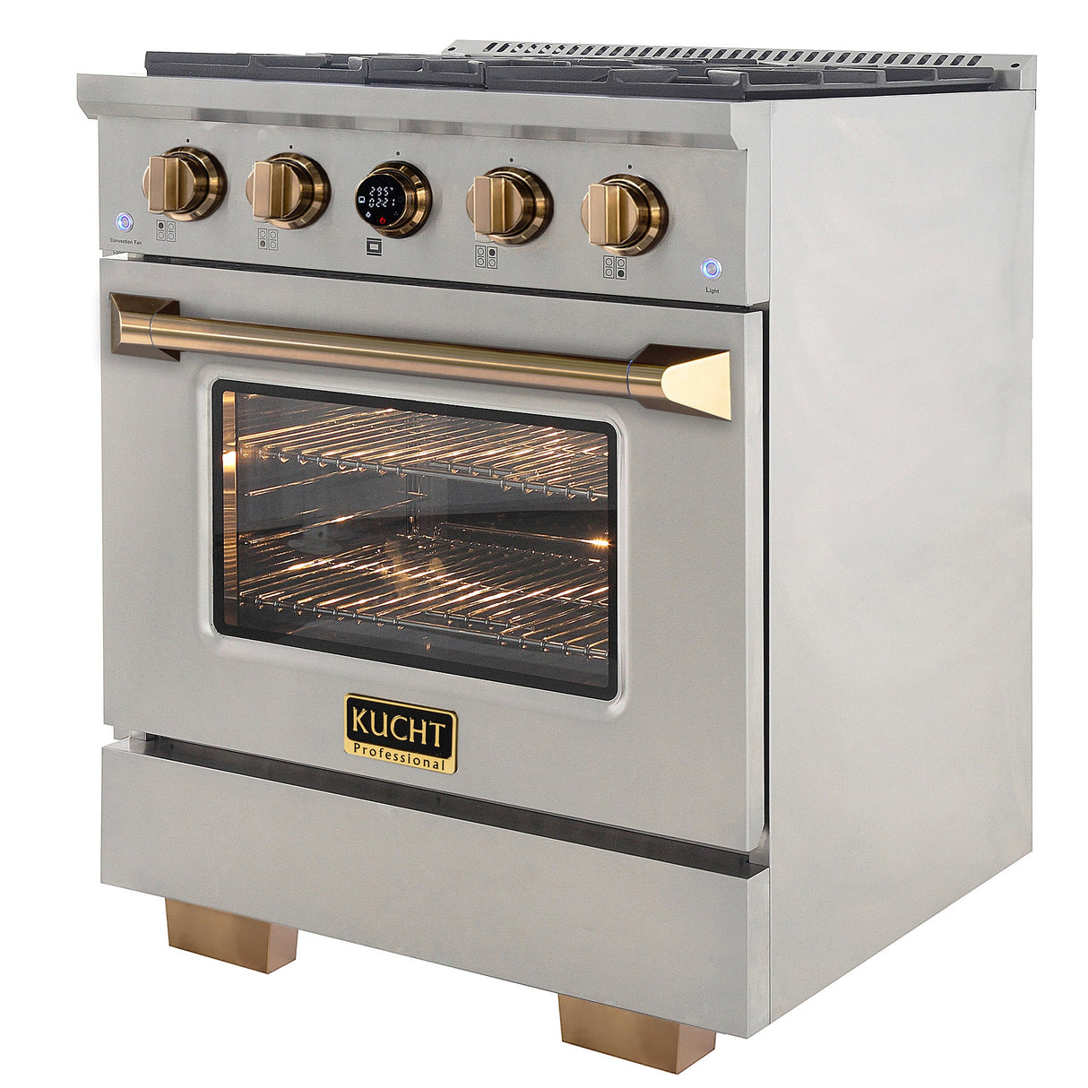 30 in. 4.2 cu. ft. 4 Burners Dual Fuel Range for Propane Gas in Stainless Steel with Kucht Horus Thermostat