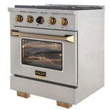 30 in. 4.2 cu. ft. 4 Burners Dual Fuel Range for Propane Gas in Stainless Steel with Kucht Horus Thermostat