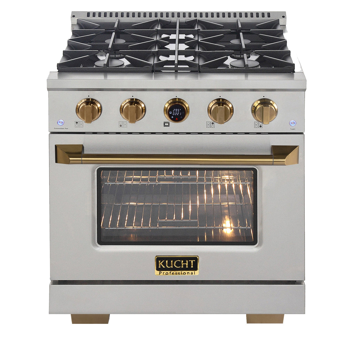 30 in. 4.2 cu. ft. 4 Burners Dual Fuel Range for Propane Gas in Stainless Steel with Kucht Horus Thermostat
