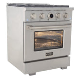 30 in. 4.2 cu. ft. 4 Burners Dual Fuel Range for Propane Gas in Stainless Steel with Kucht Horus Thermostat