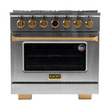 36 in. 5.2 cu. ft. 6 Burners Dual Fuel Range for Propane Gas in Stainless Steel with Kucht Horus Thermostat
