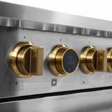 36 in. 5.2 cu. ft. 6 Burners Dual Fuel Range for Natural Gas in Stainless Steel with Kucht Horus Thermostat