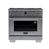 36 in. 5.2 cu. ft. 6 Burners Dual Fuel Range for Propane Gas in Stainless Steel with Kucht Horus Thermostat