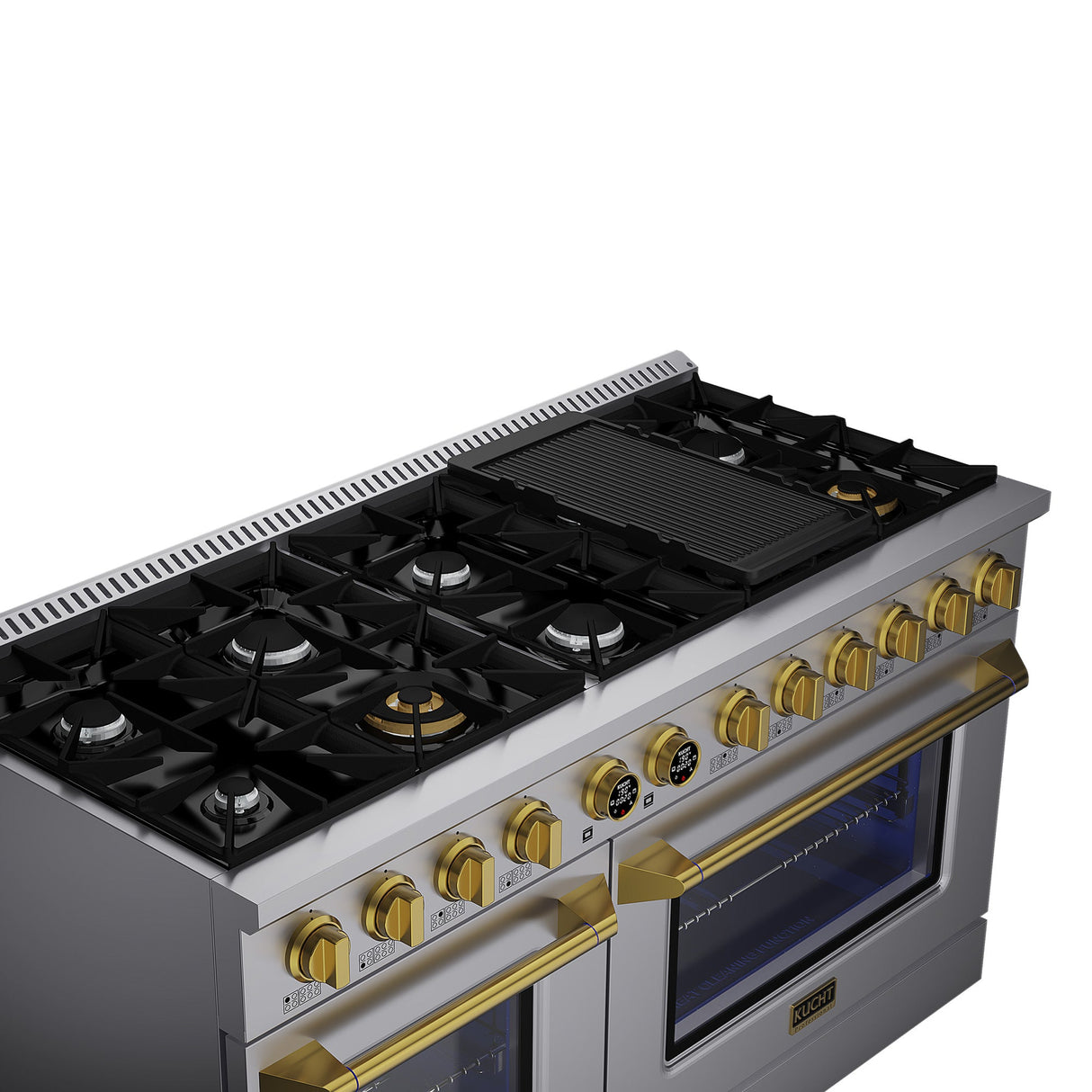 60 in. 8.4 cu. ft. 8 Burners Dual Fuel Range for Natural Gas in Stainless Steel with Kucht Horus Thermostat