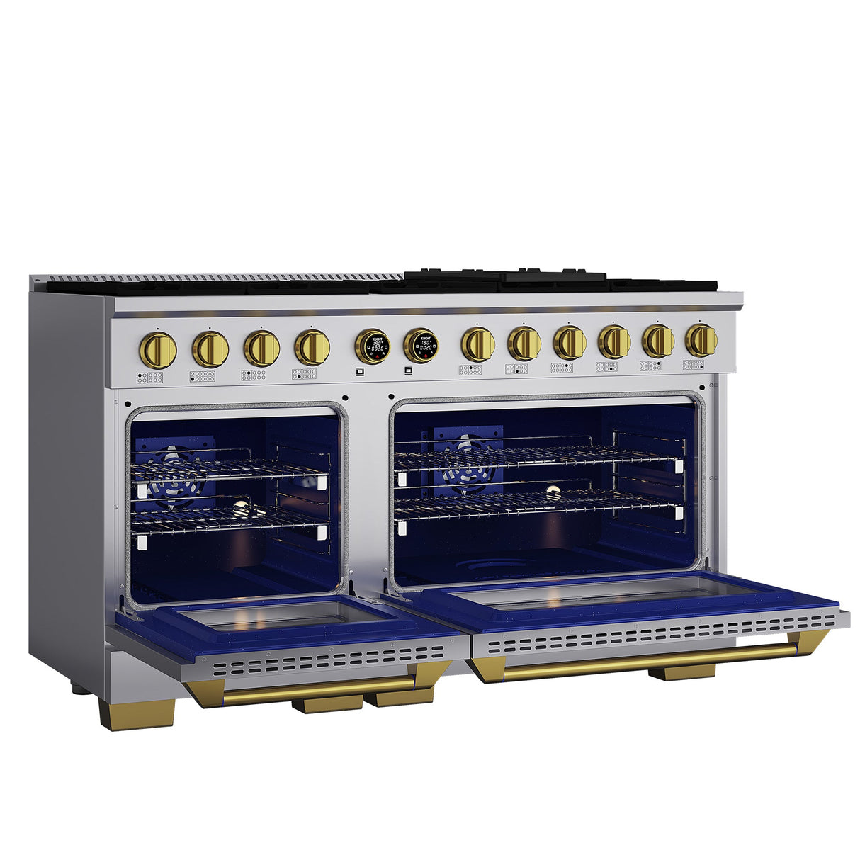 60 in. 8.4 cu. ft. 8 Burners Dual Fuel Range for Natural Gas in Stainless Steel with Kucht Horus Thermostat